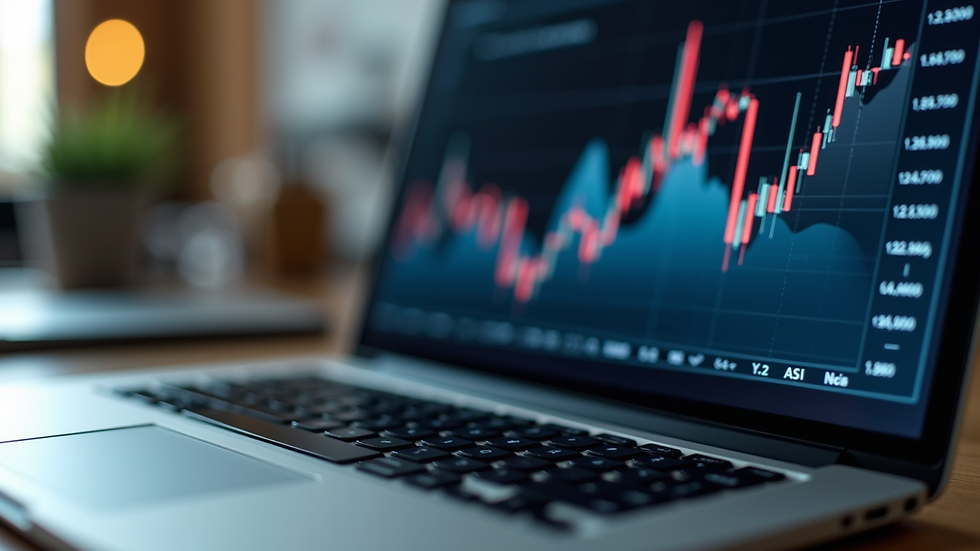 Close-up view of a laptop screen showing investment portfolio charts