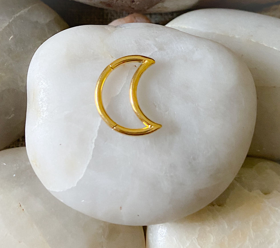Thumbnail: Moon Hinged Clicker Daith Rook Cartilage Tragus Ear Ring 1.2mm 8mm/10mm