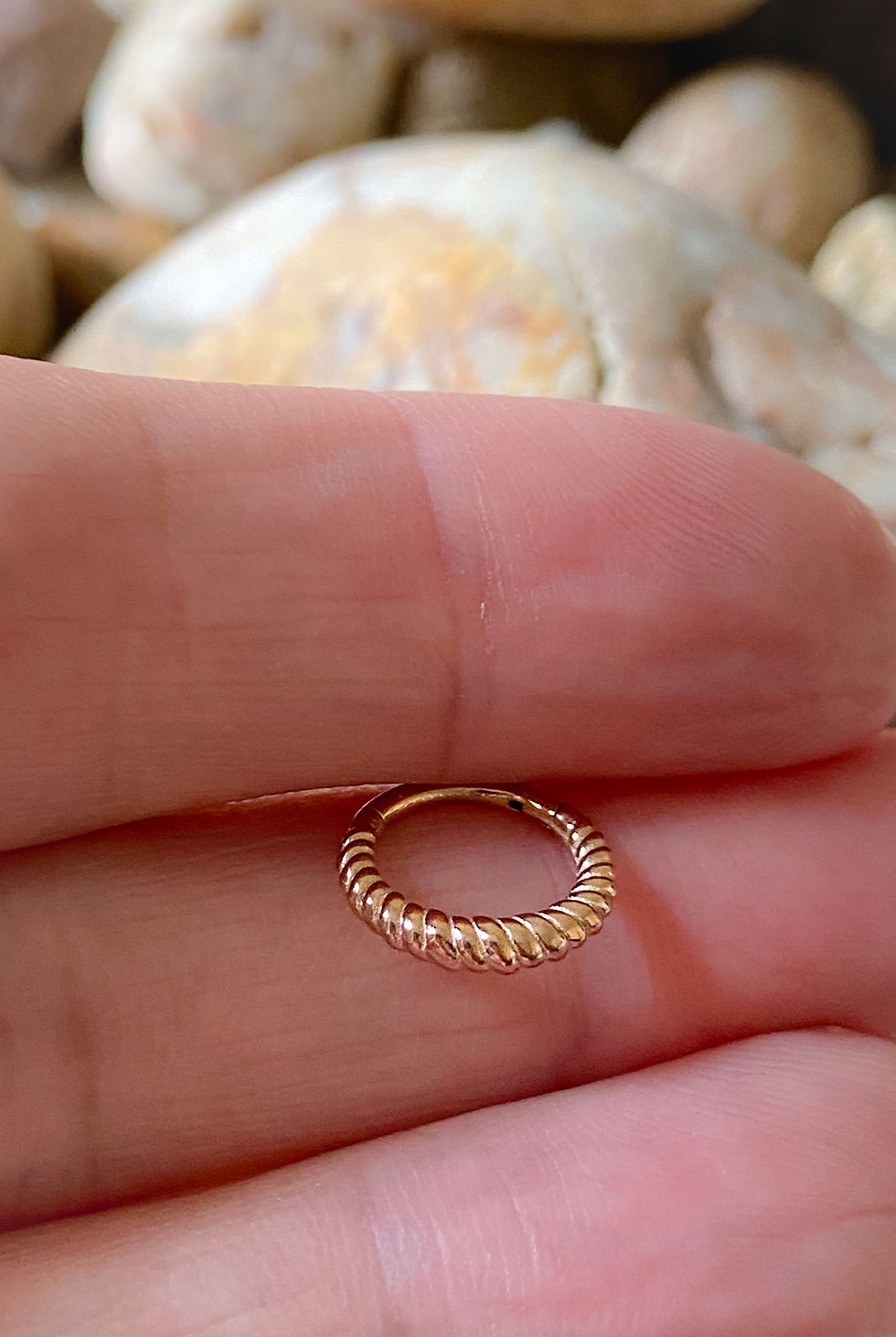 Thumbnail: Graduated Chunky Twisted Rope Braided Hinged Septum Clicker Daith Rook Ring