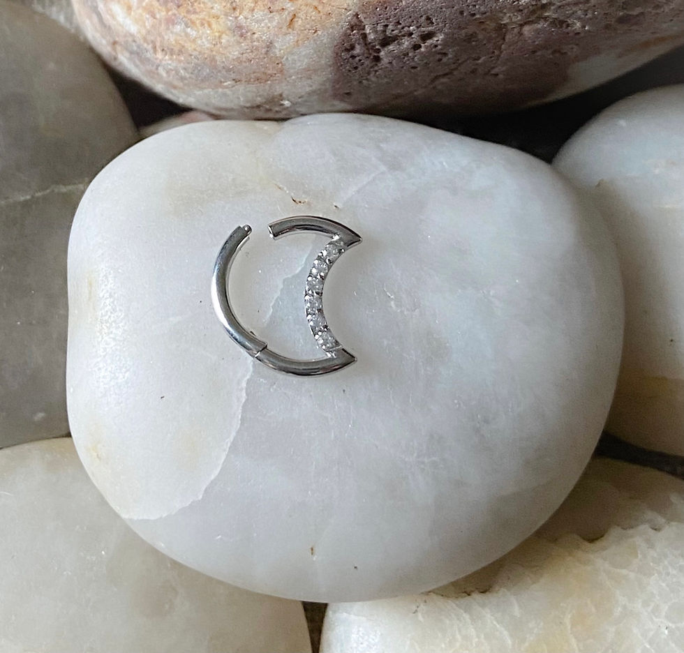 Thumbnail: Moon Paved Gem Hinged Clicker Daith Rook Cartilage Tragus Ear Ring 1.2mm 8mm