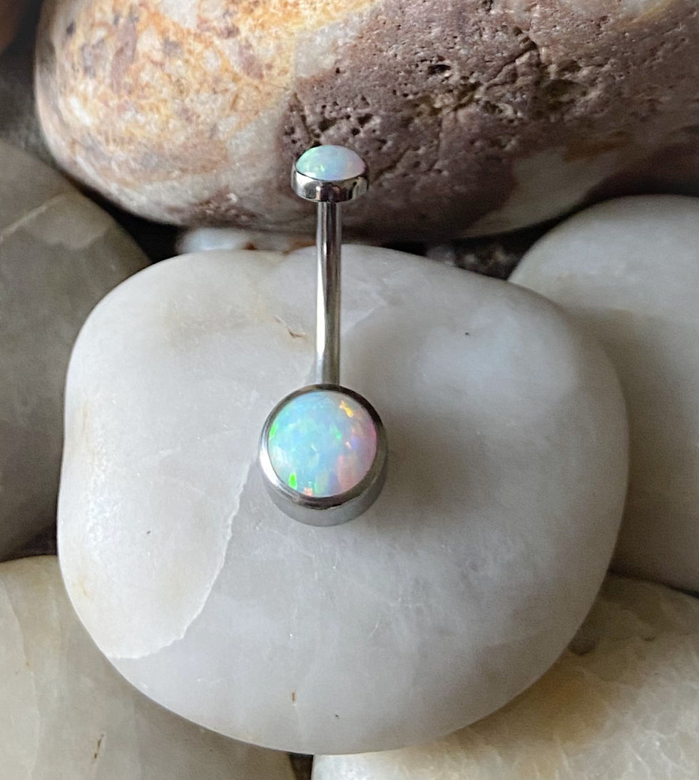 ASTM F136 Titanium Double Fire & Snow Opal Disc Navel Belly Bar 1.6mm 12mm