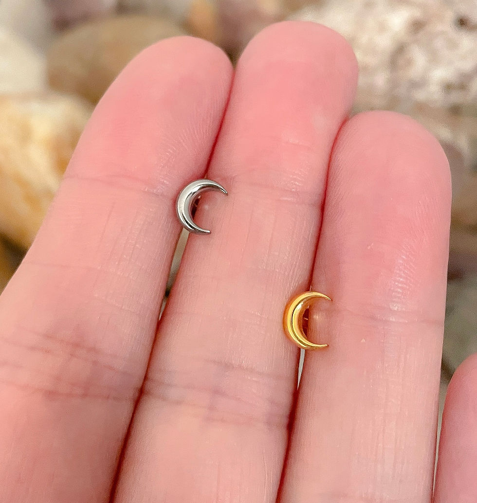 Thumbnail: ASTM F136 Titanium Moon Crescent Internally Threaded Flat  Helix Conch Labret