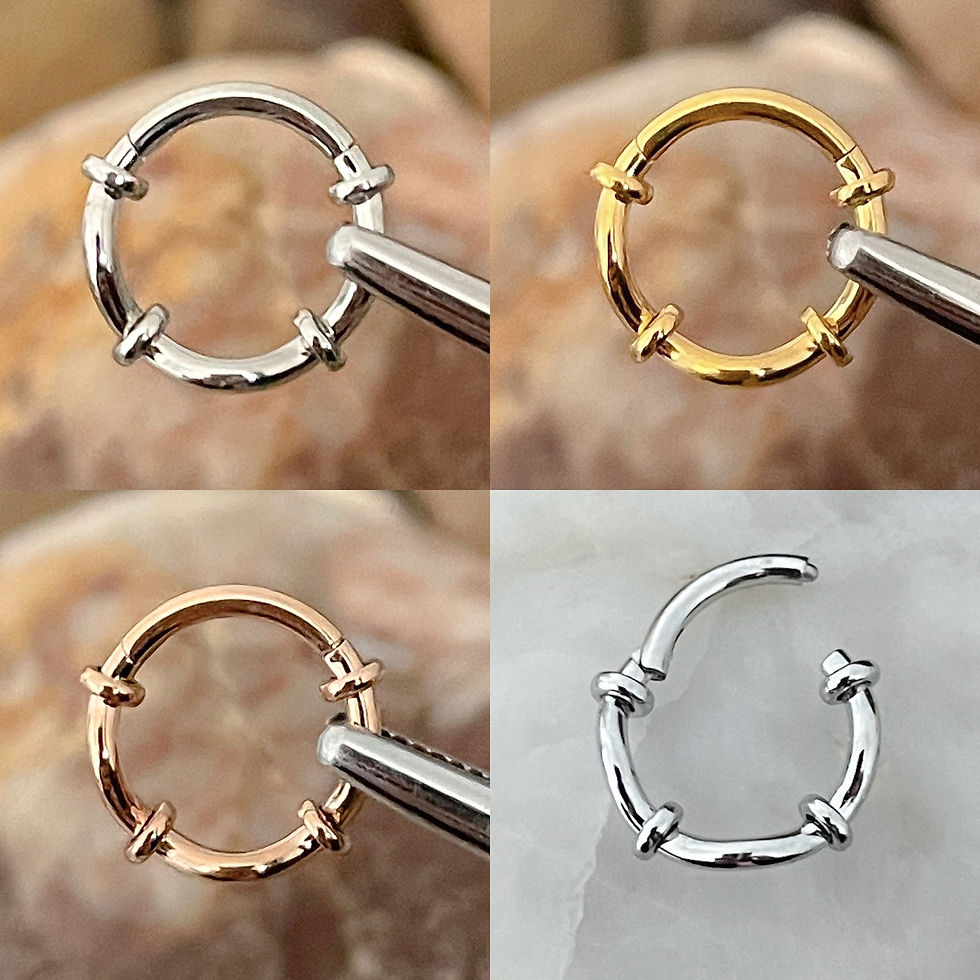 Thumbnail: Fixed Ring Effect Irregular Wavy/Swirl Edge Hinged Septum Clicker 1.2mm 8mm
