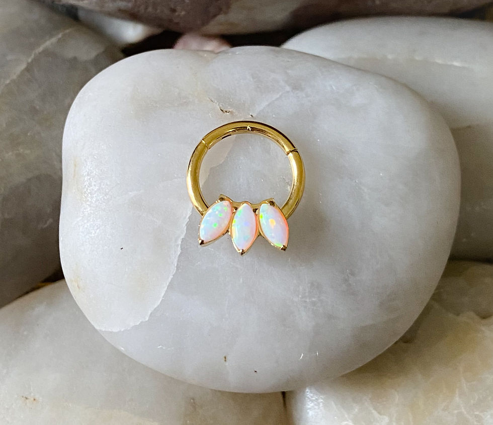 Thumbnail: Marquise Triple Opal Fan Hinged Septum Clicker Daith Rook Ear Ring 1.2mm 8mm
