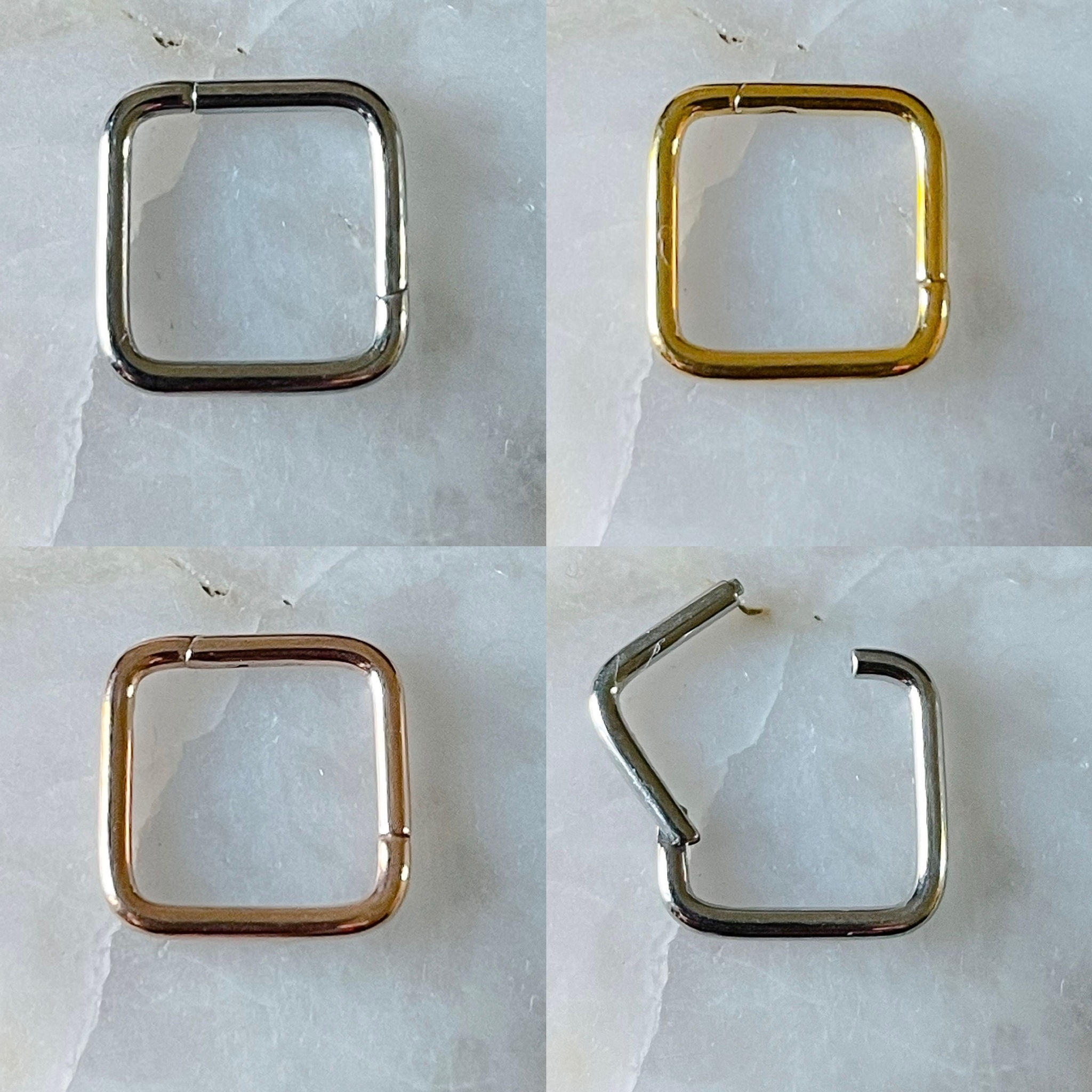 Square Segment Hinged Septum Clicker Daith Rook Ear Ring 1.2mm 8mm