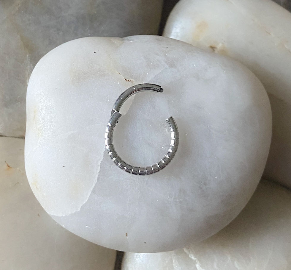 Thumbnail: Fine Ring Effect Pattern Hinged Septum Clicker Daith Rook Ear Ring 1.2mm 8mm