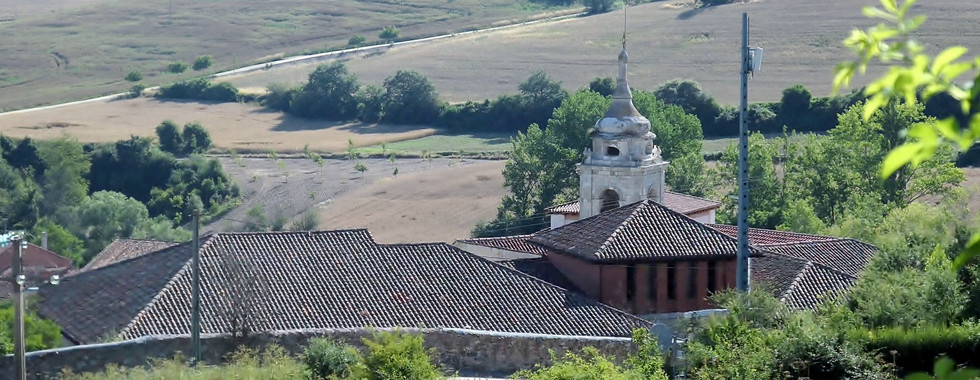 his is a view looking down on the church in Villafranca Montes de Oca.