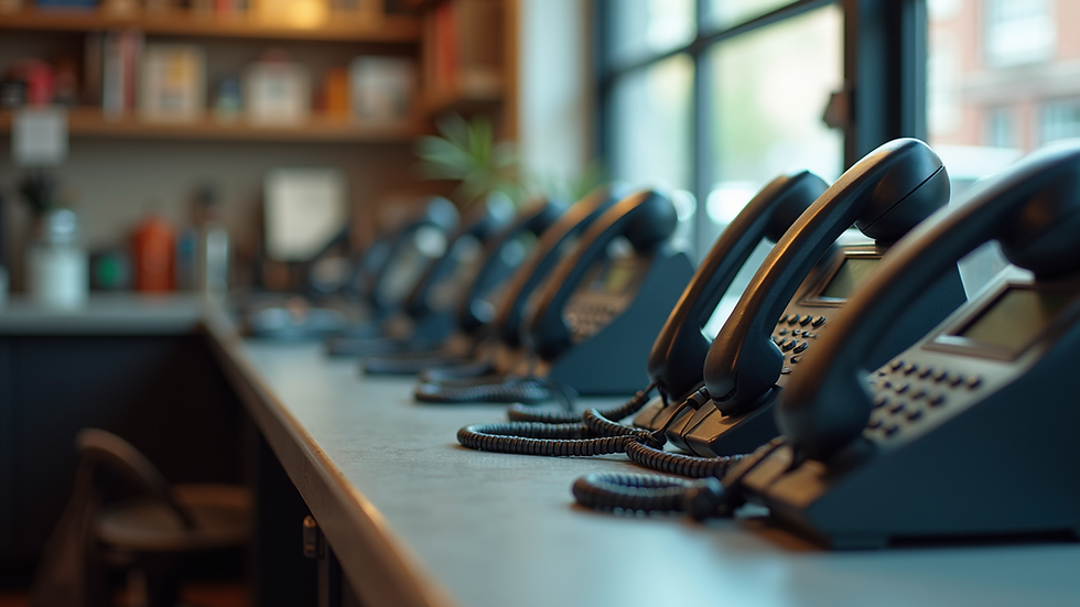 Eye-level view of a local phone repair shop counter with phones on display