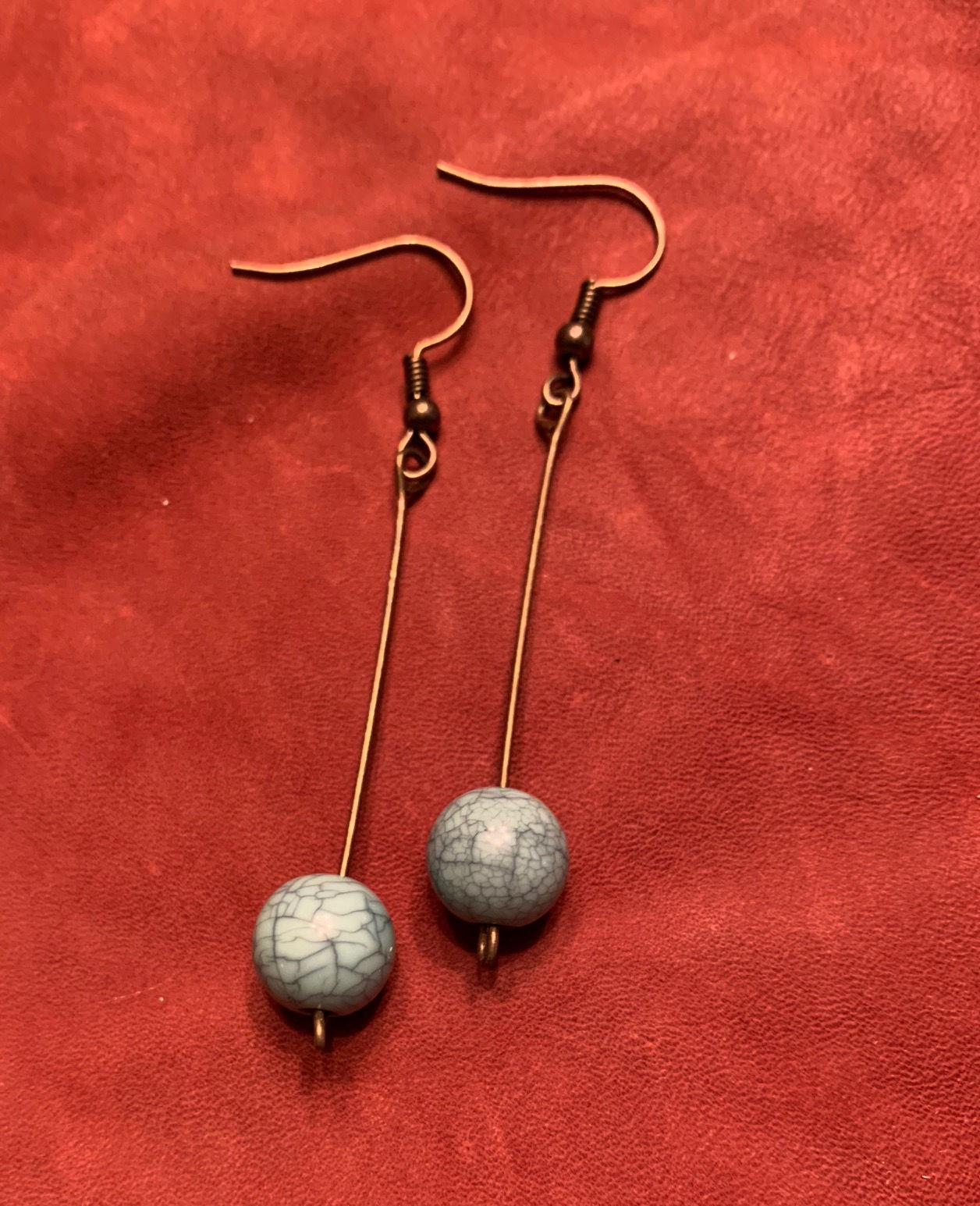Antique Brass and Turquoise Bead Earrings