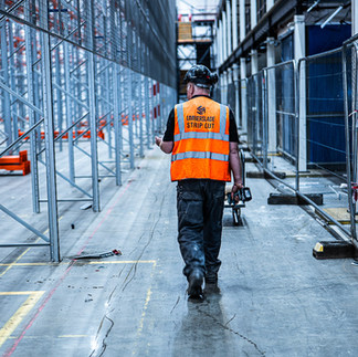 Distribution centre strip-out pallet racking removal