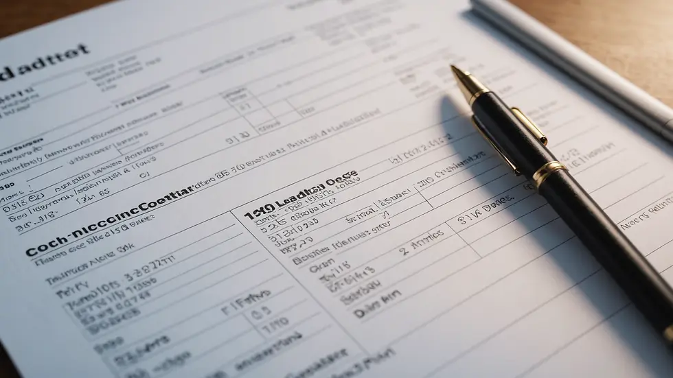 Eye-level view of a neat and organized financial ledger