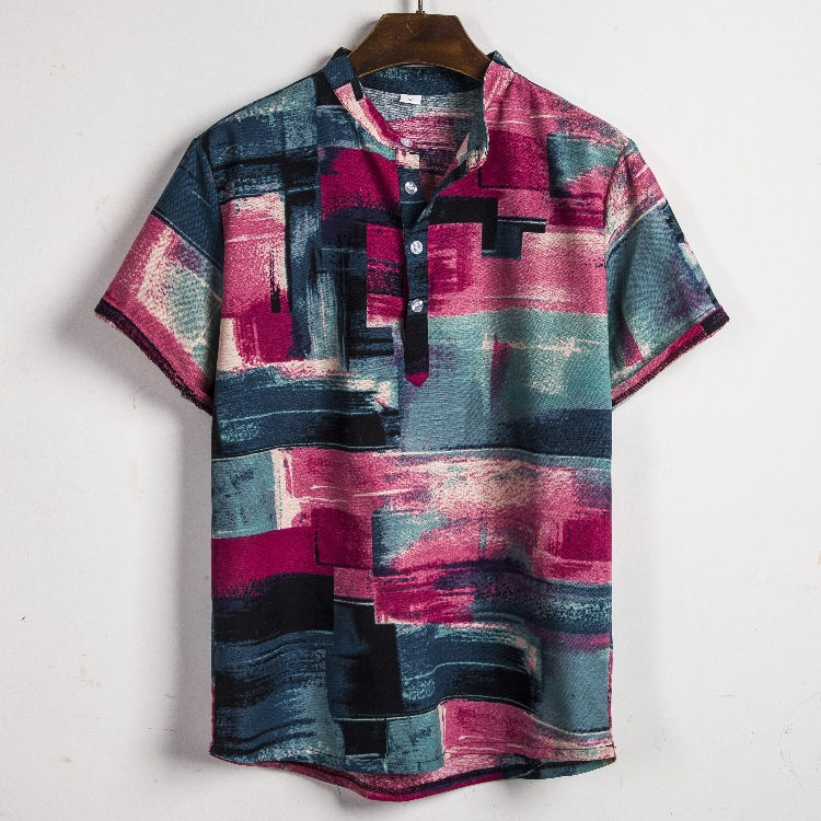 Thumbnail: New Men's Short Sleeve Indian Ethnic Printed Shirt
