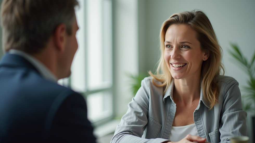 Eye-level view of a lifestyle coach discussing health goals with a client