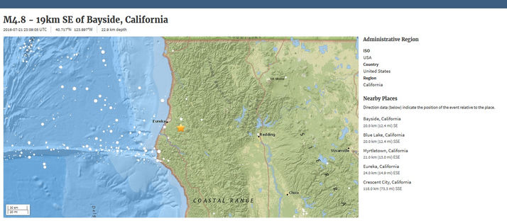 M4.8 - 19km SE of Bayside, California