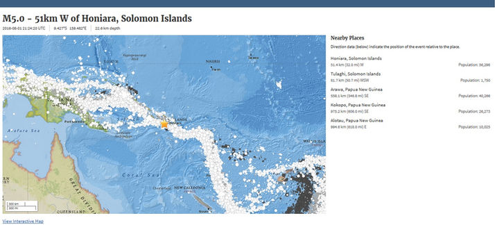 M5.0 - 51km W of Honiara, Solomon Islands