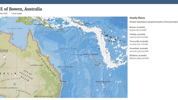 M5.7 - 54km ENE of Bowen, Australia
