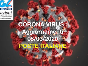 CORONA VIRUS : Aggiornamenti da parte di Poste Italiane dopo il DPCM DELL’08/03/2020
