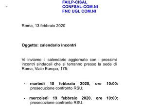 CALENDARIO PROSSIMI INCONTRI