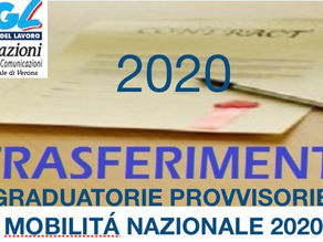TRASFERIMENTO NAZIONALE PUBBLICATE LE GRADUATORIE PROVVISORIE 2020