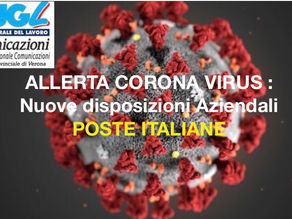 CORONA VIRUS : NUOVE DISPOSIZIONI AZIENDALI
