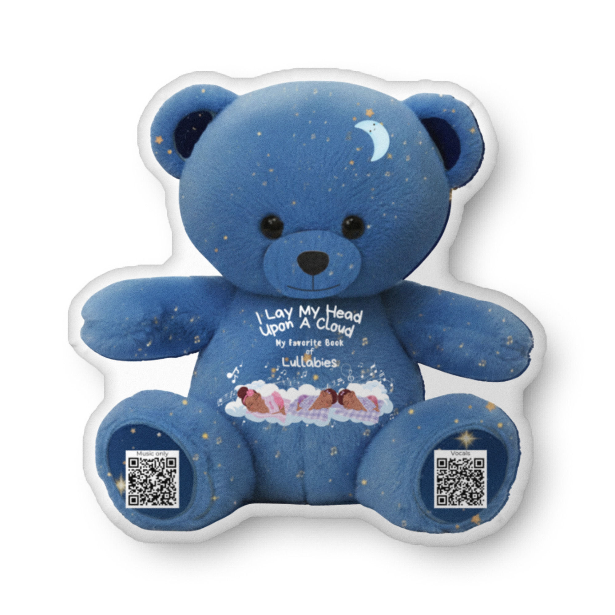 Musical Lullaby Bear-Shaped Pillow — 'I Lay My Head Upon A Cloud'