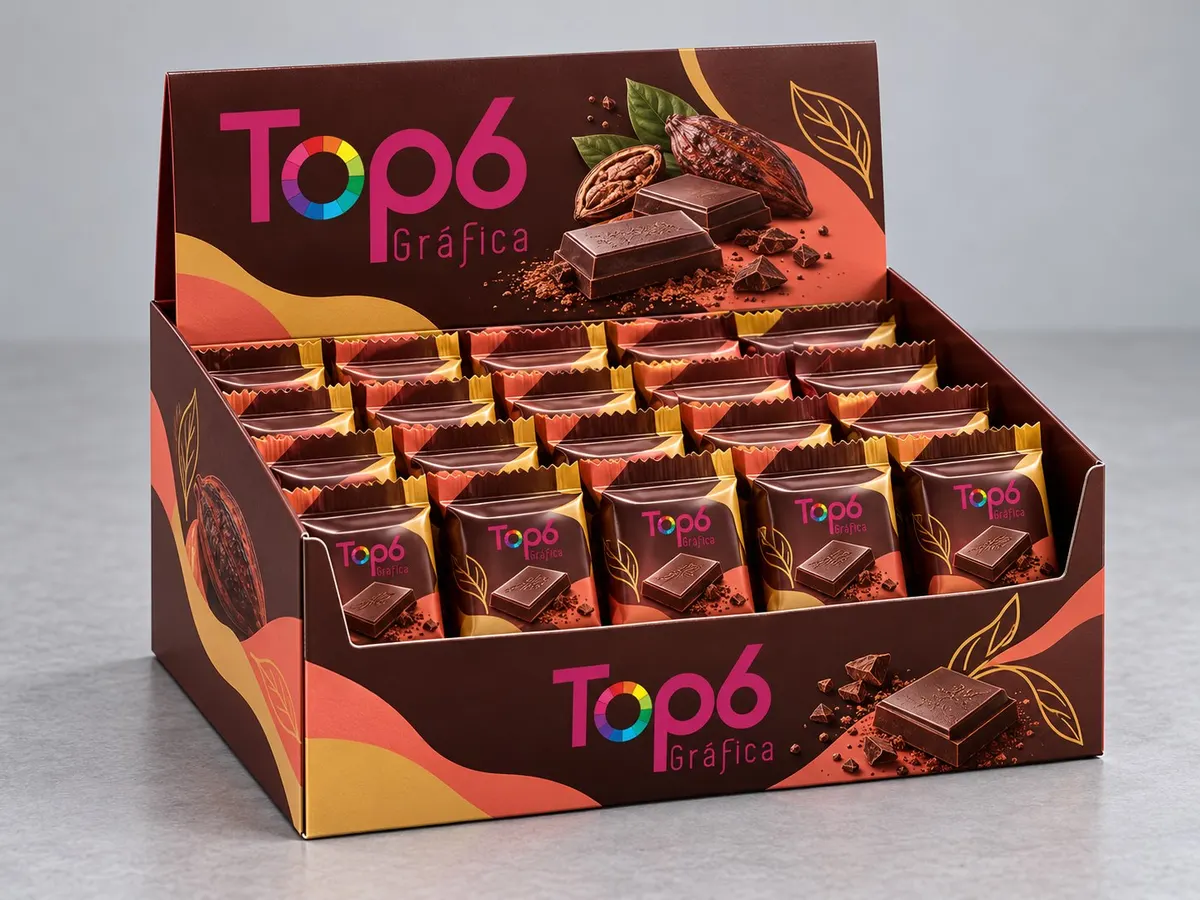 Caixa display para chocolates artesanais TOP6