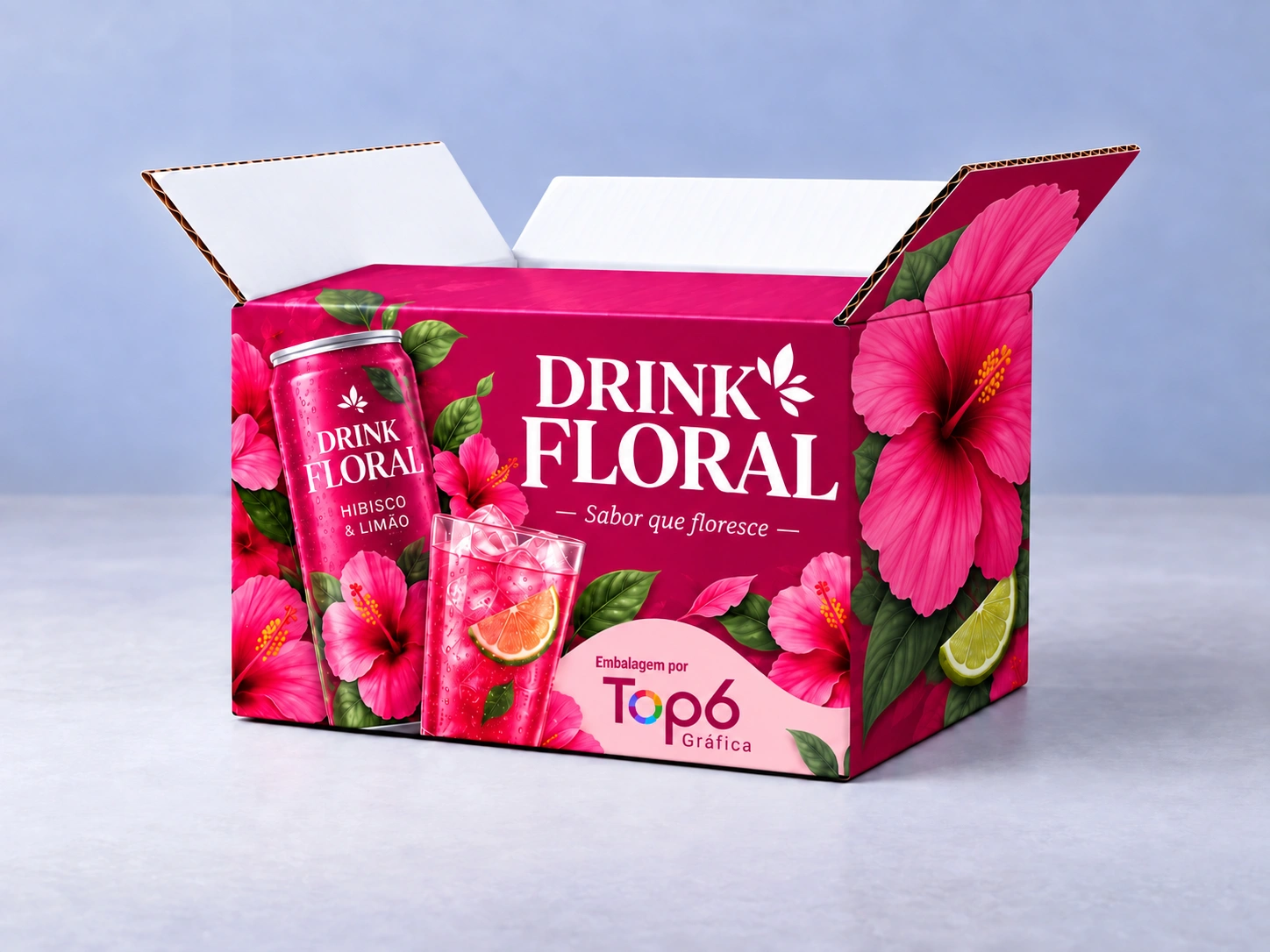Caixa em micro-ondulado para bebida floral