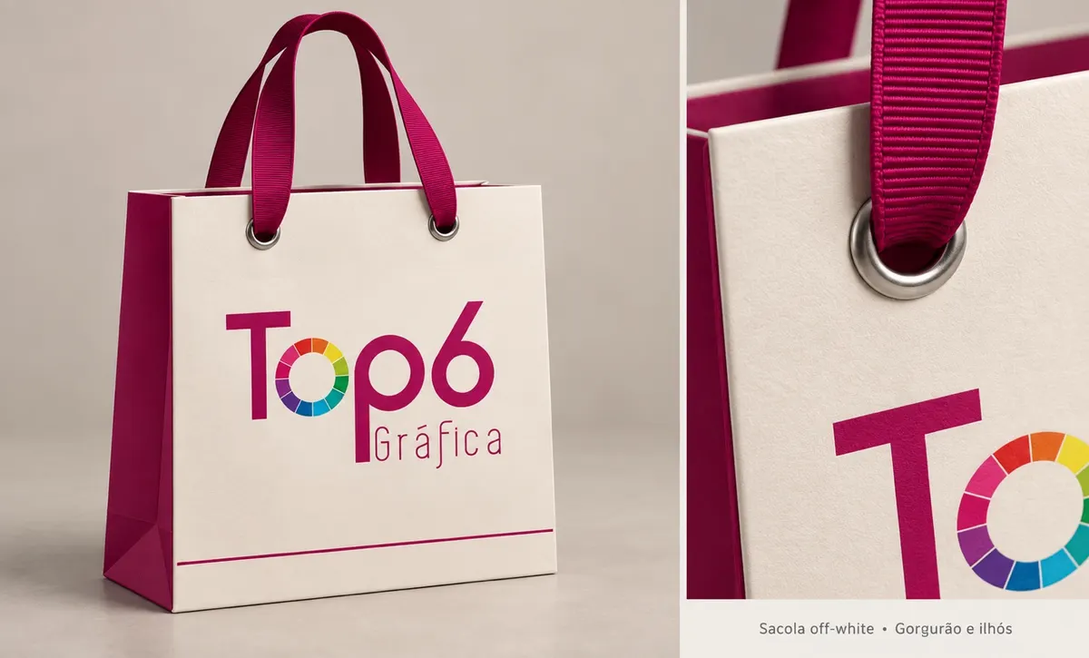Sacola de papel TOP6 com alças e ilhós