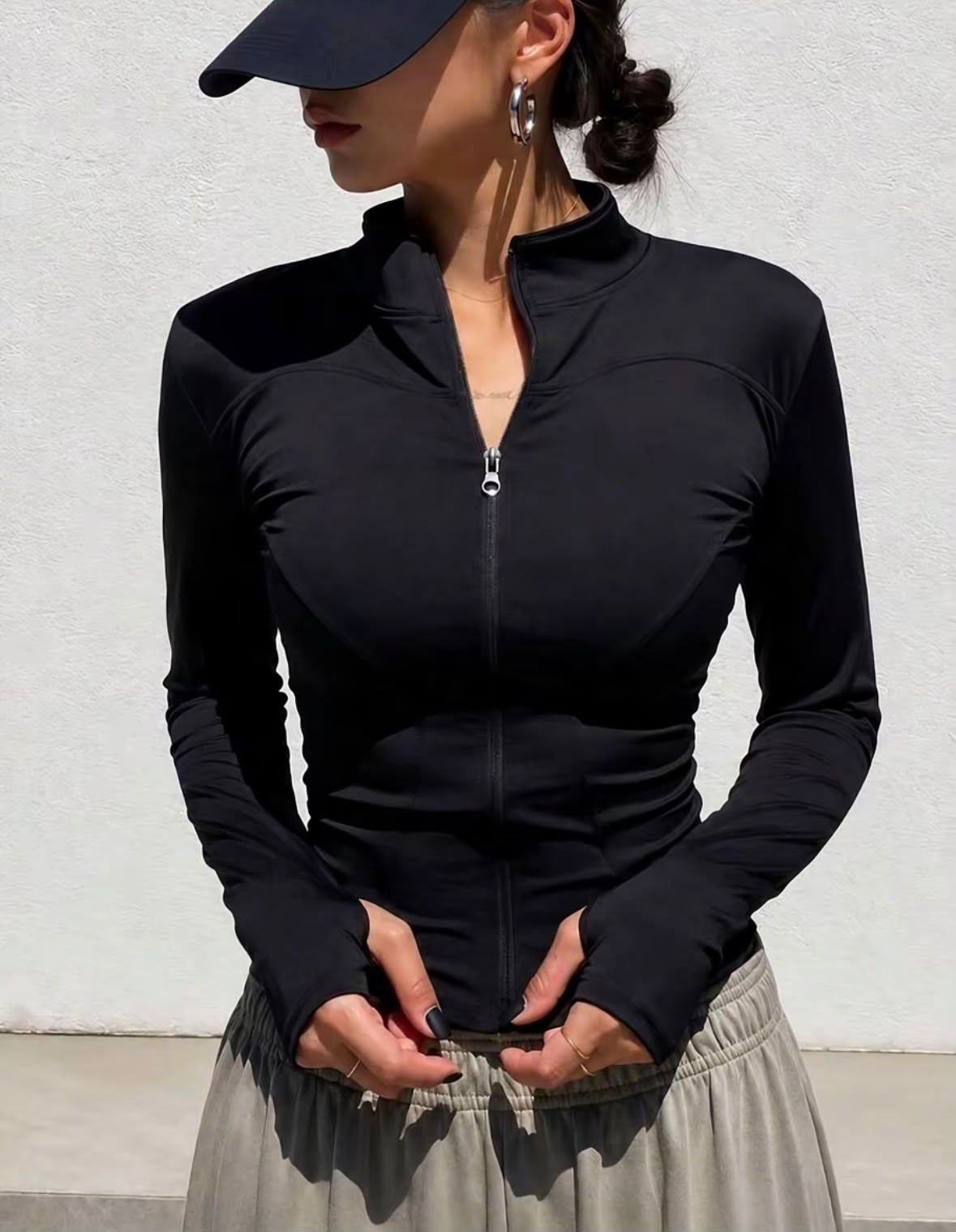 Jaqueta Fitness Feminino com Zíper Manga Longa