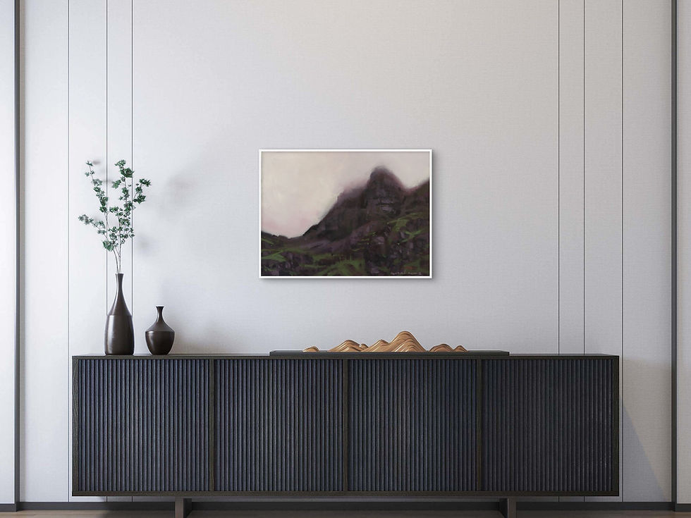 Thumbnail: Painting of a mountainside cloaked in mist