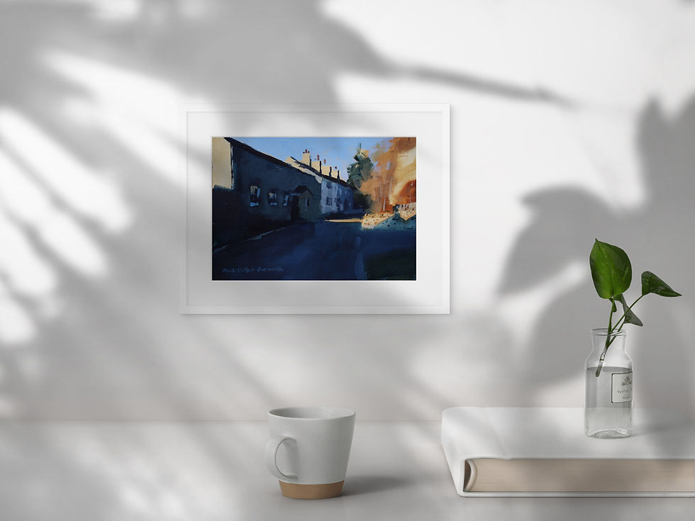 Thumbnail: Winter light illuminating a row of stone cottages