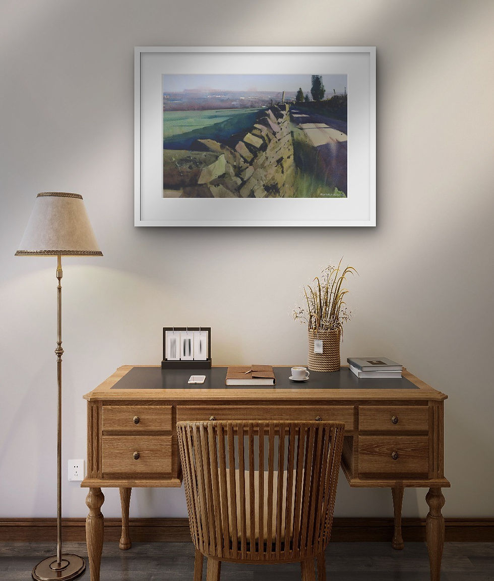 Thumbnail: Painting of afternoon light with a wall hung above a desk
