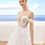 Thumbnail: front view off the shoulder sweetheart neckline corset bodice a line wedding dress with 3d leaf appliques