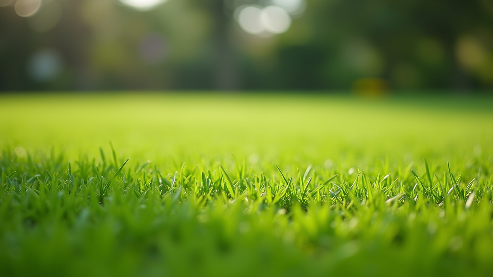 Close-up view of a freshly mowed lawn with clear grass lines