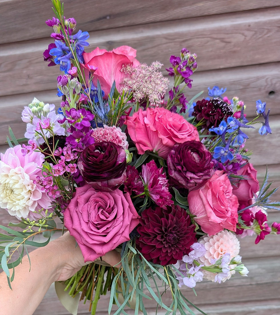 Pink, pink and plum bouquet