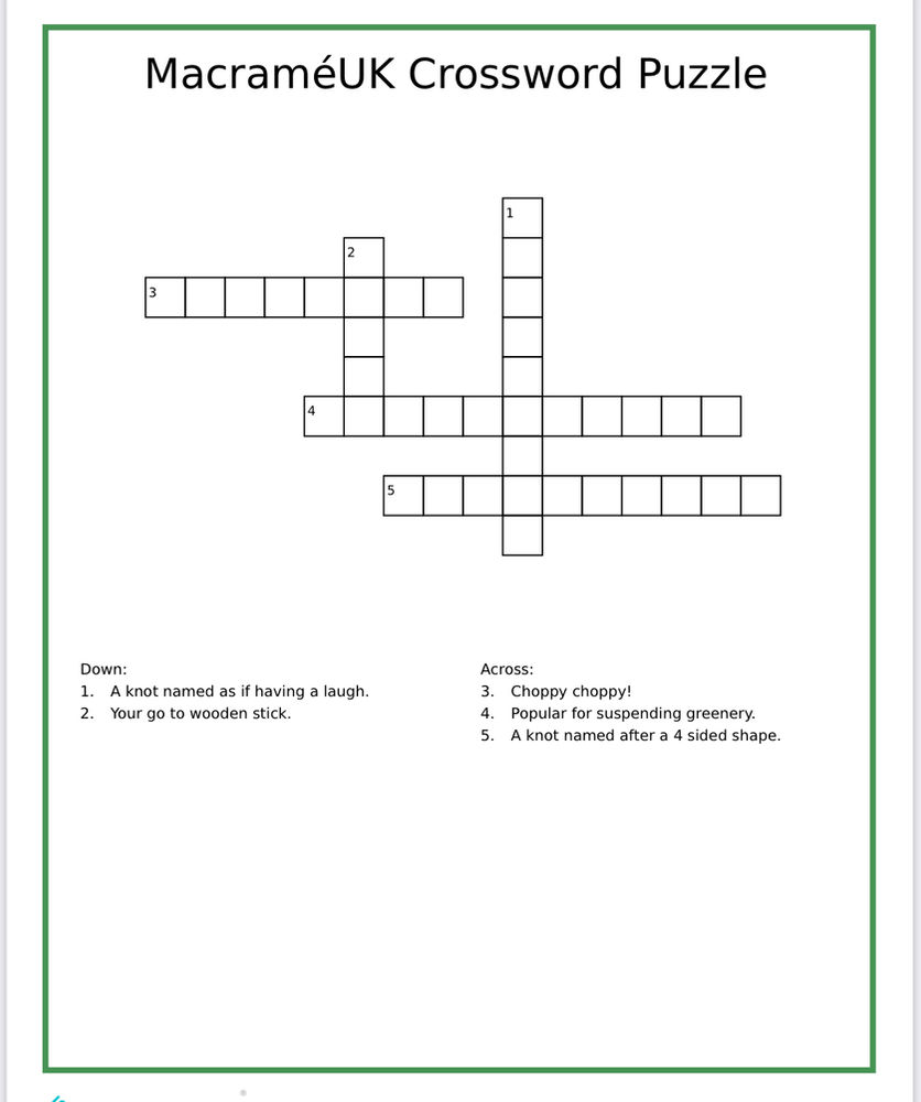 Weekly Macramé Crossword 26/07/22