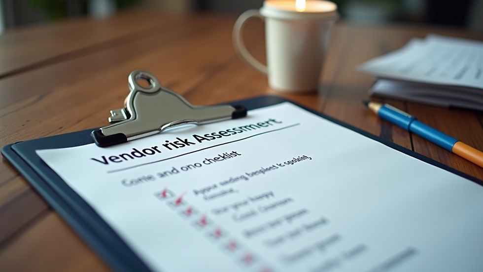 Eye-level view of a vendor risk assessment checklist on a clipboard