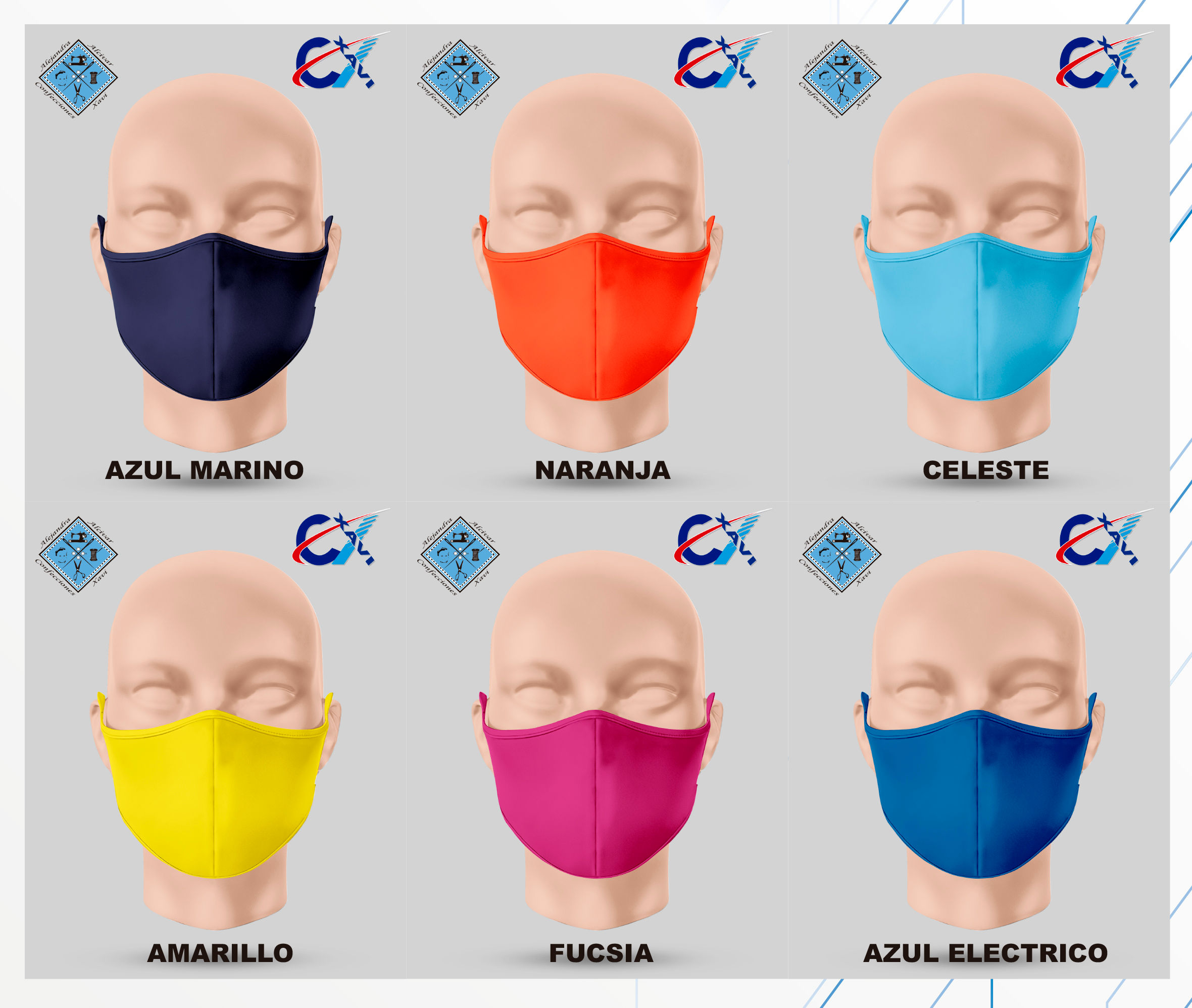 Mascarillas Anti fluido de Color por docena
