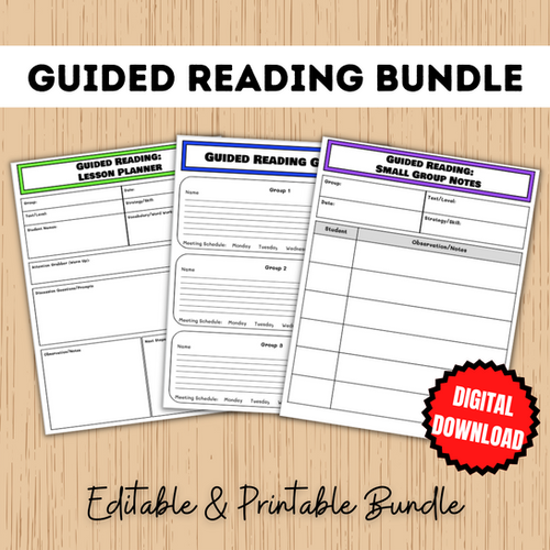 GUIDED READING BUNDLE | EDITABLE + PRINTABLE | Teach4Purpose