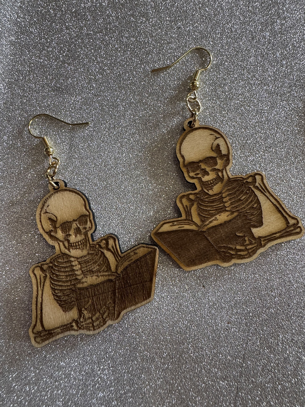 Skeleton Reading a Book Earrings