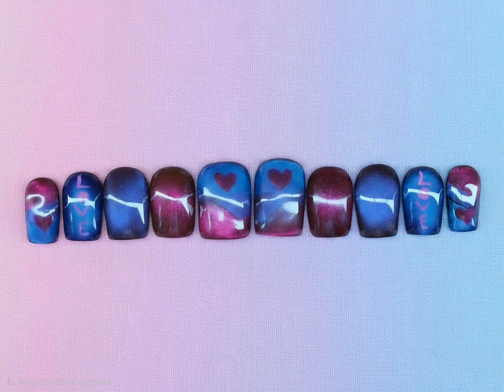 Thumbnail: Berry Lovely Hearts cateye in dark pink, purple and blue