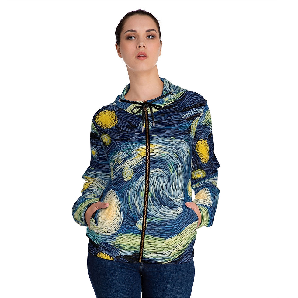 Thumbnail: Starry Night Stitch Print Zip-Up Hoodie