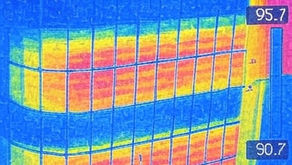 thermal image of a condenser unit with temperatures displayed