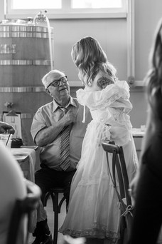 Bride arriving at Prison City North Brewing for their reception