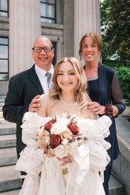 Bride and Family waiting for courthouse weddingin Auburn NY