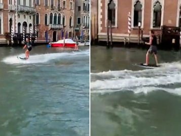 Turistas saltan al Gran Canal de Venecia y terminan expulsados de la ciudad