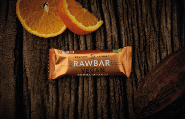 Rawbar vegansk, Appelsin og kakao, 40 g