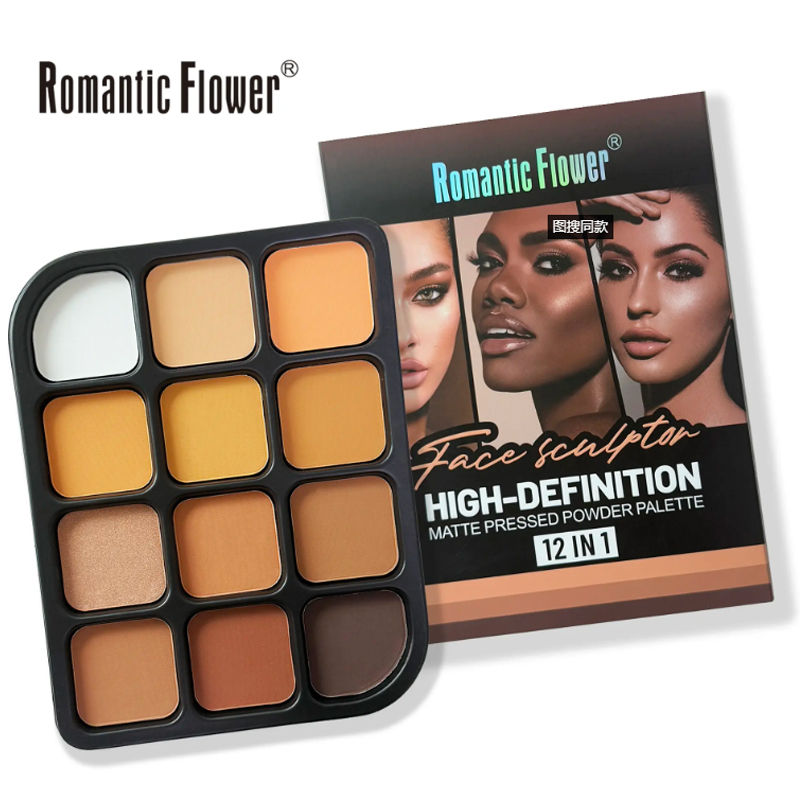 Thumbnail: Deep Skin 12-Color Matte Contour Palette - Full Coverage All-In-One Highlighter 