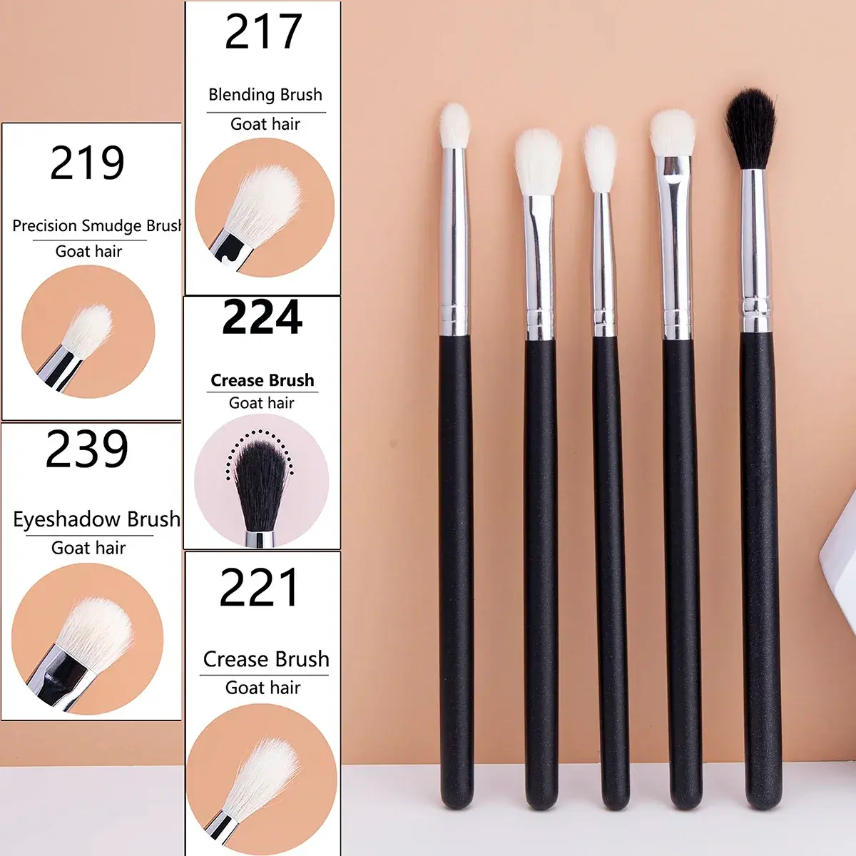Makeup Eyeshadow Brushes Flat Eye Shadow Shader crease Blending Brushes Goat Hai