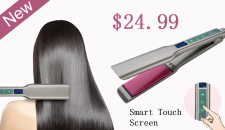 Thumbnail: Steam Hair Straightener Professional Ceramic Vapor Flat Iron 450℉ Fast Heat Ar
